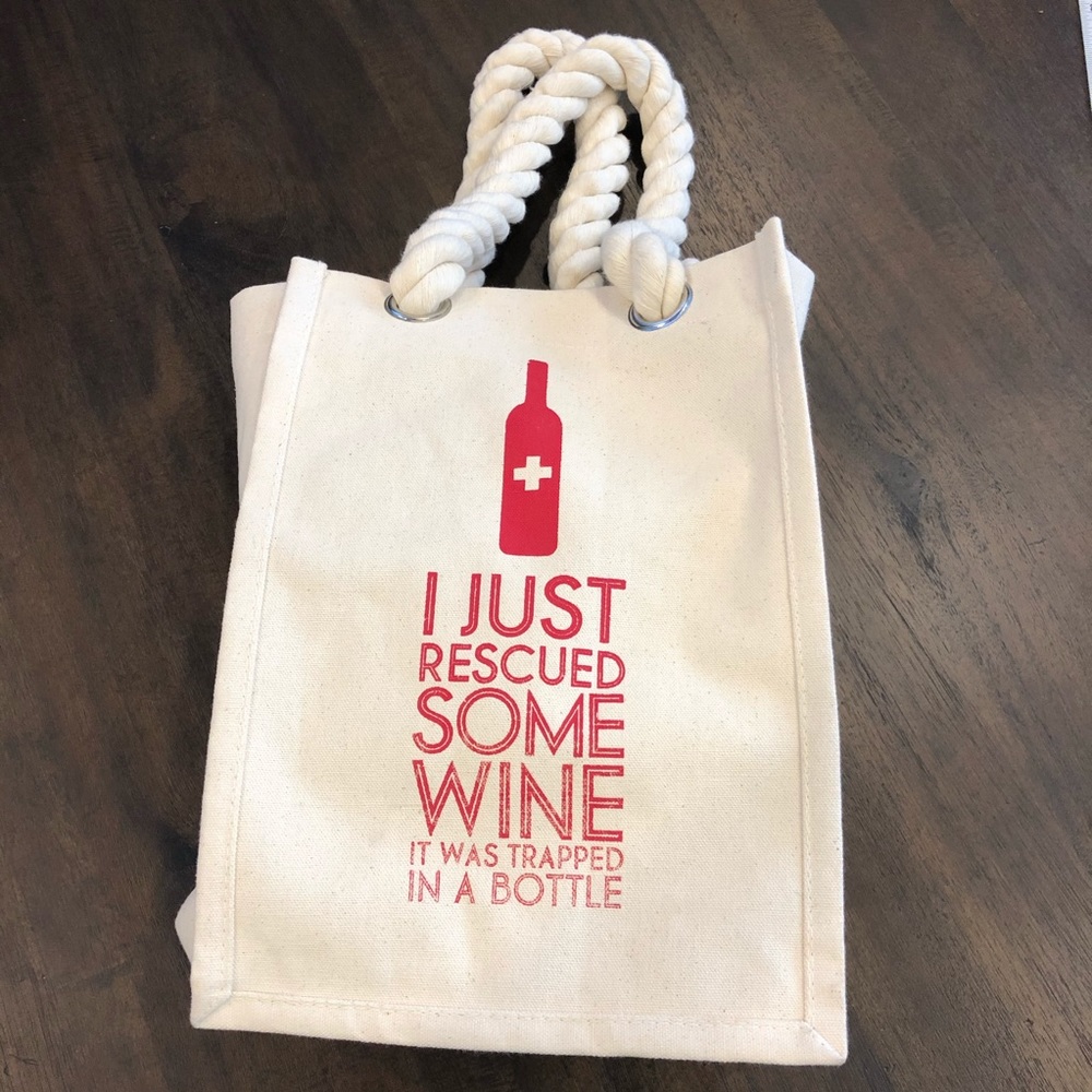 Wine Tote canvas Rescue‎ quote